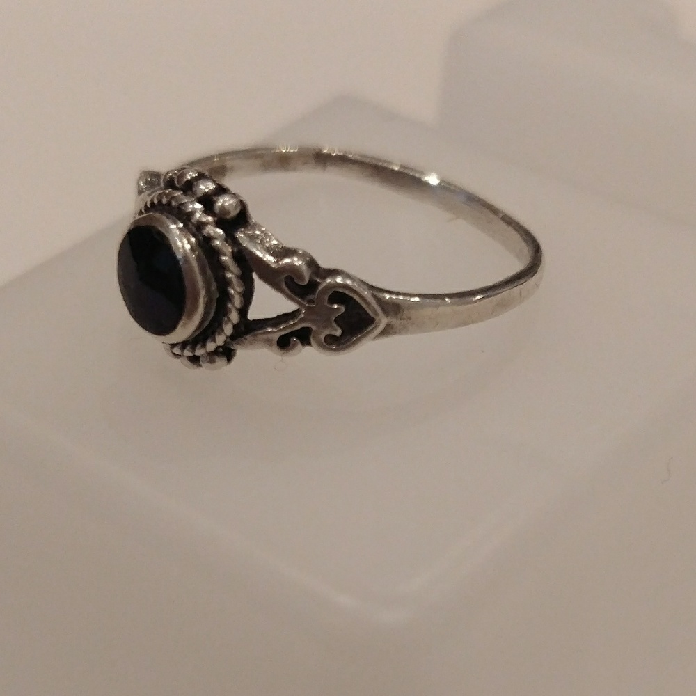 Sterling silver ring with black stone